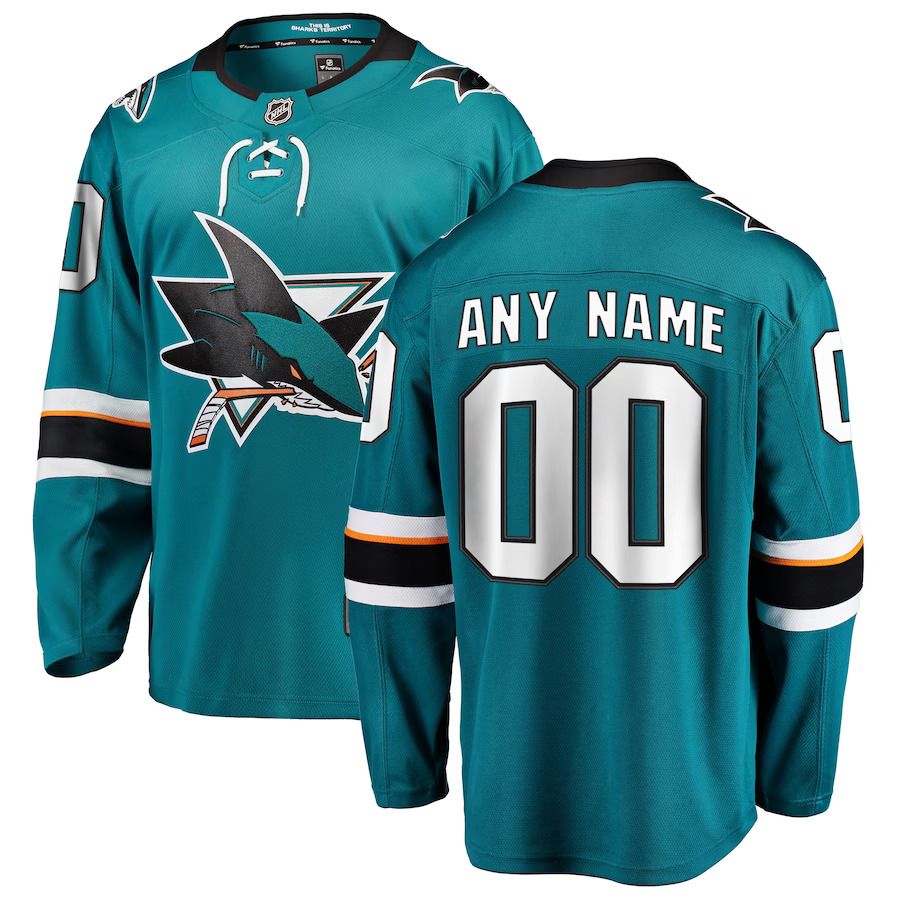 Men San Jose Sharks Fanatics Branded Teal Home Breakaway Custom NHL Jersey